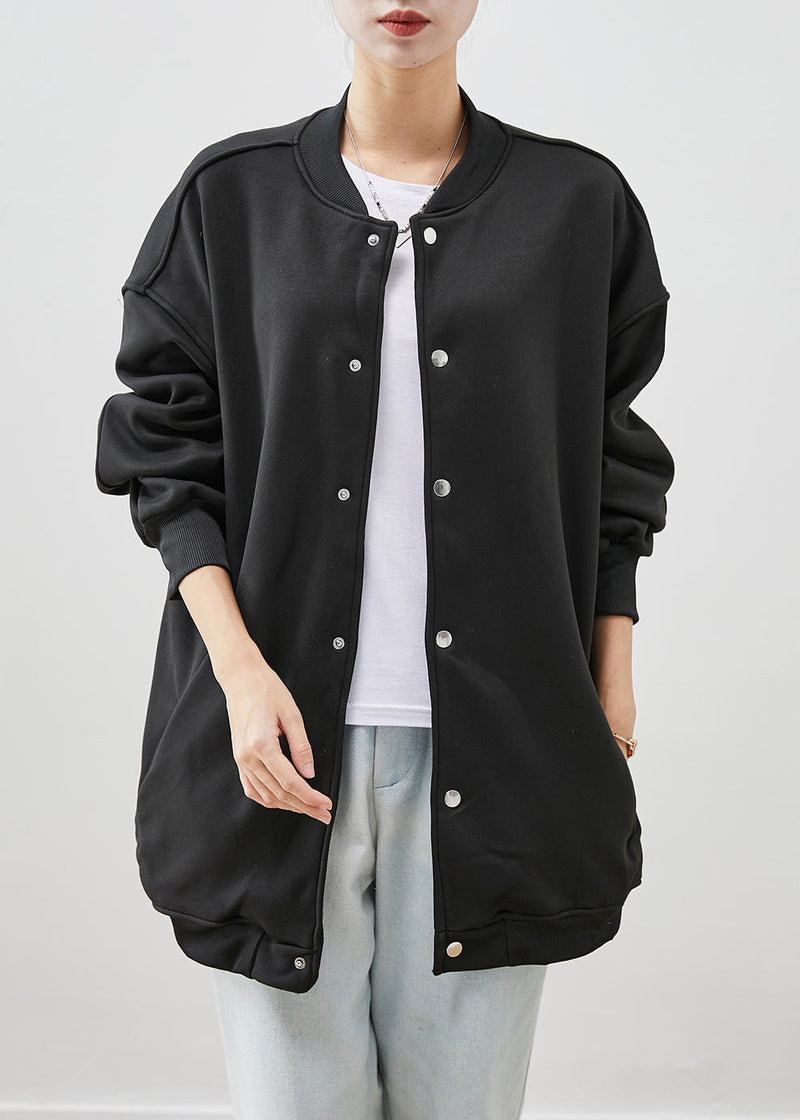 Black Oversized Cotton Jackets Fall