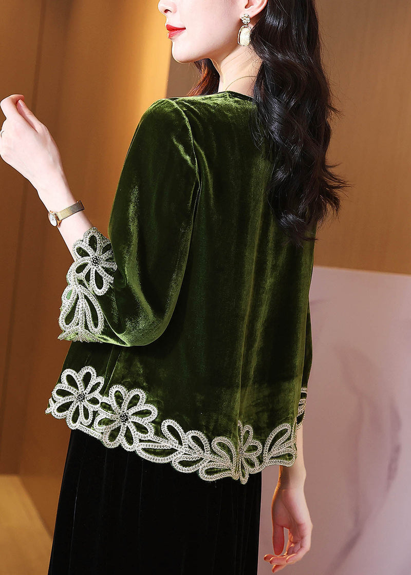 Green Zircon Silk Velour Top Bracelet Sleeve