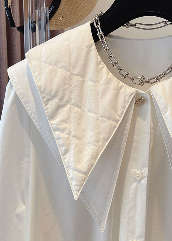 Loose White Peter Pan Collar Button Shirt Fall