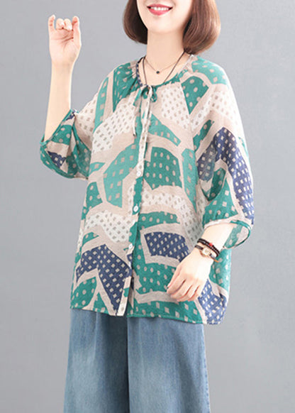 Green Print Button Shirt Bracelet Sleeve