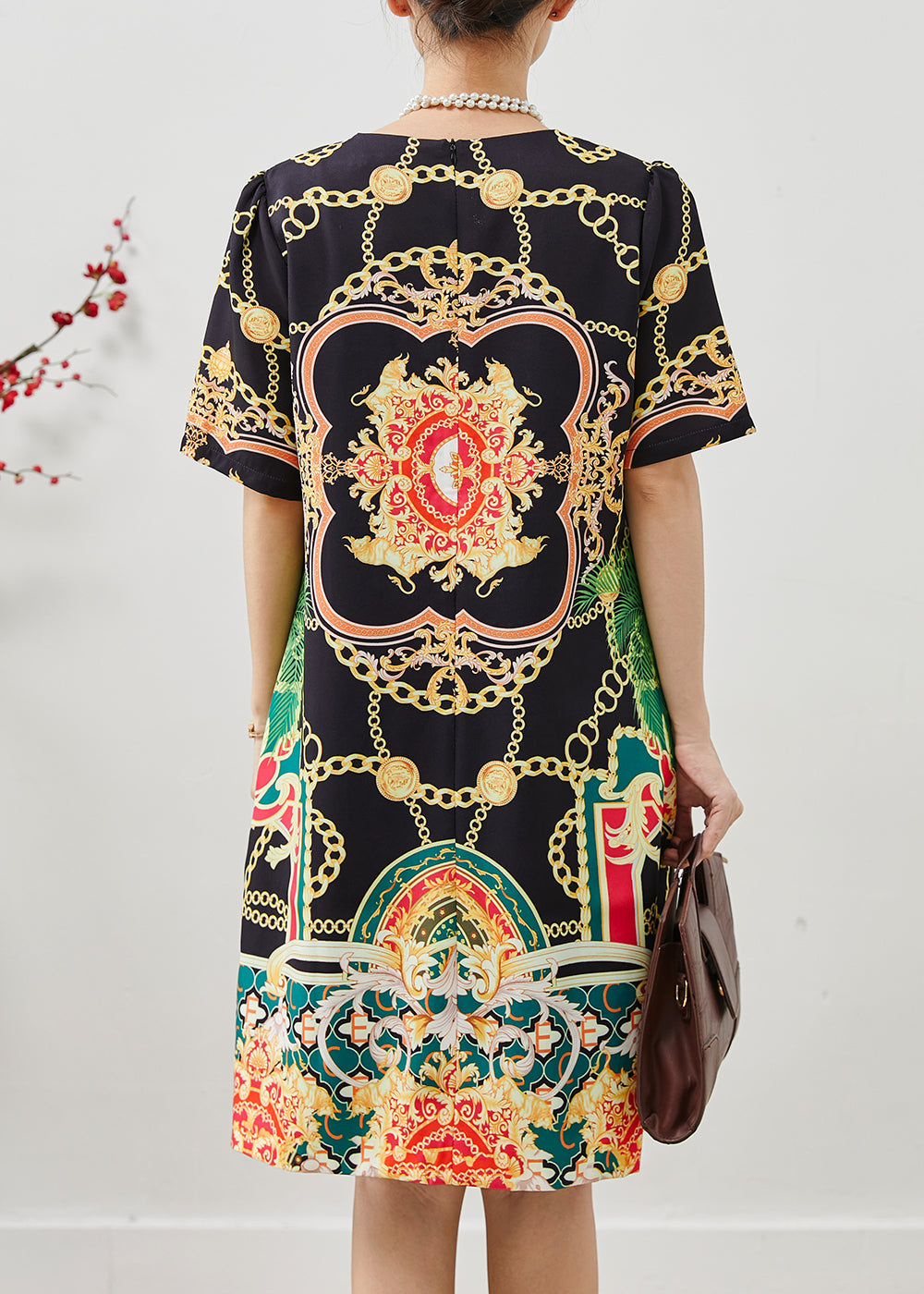 Black Silm Fit Print Cotton Work Dress Summer