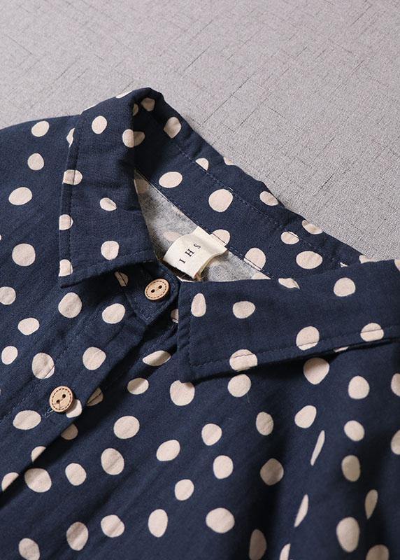 Brown Patchwork Pockets Button Fall Print Dress Long Sleeve