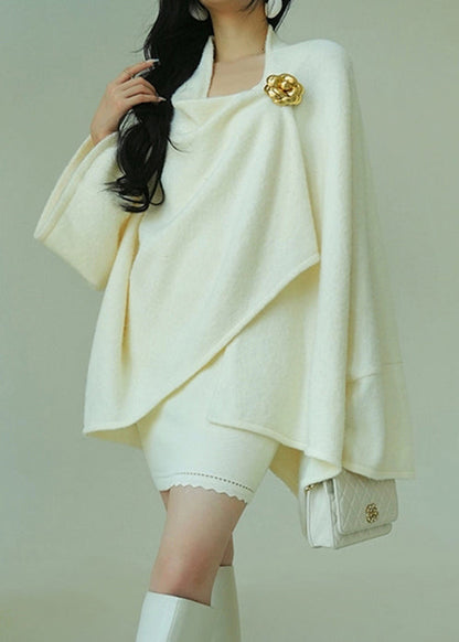 Art Beige Asymmetrical Woolen Coats Winter