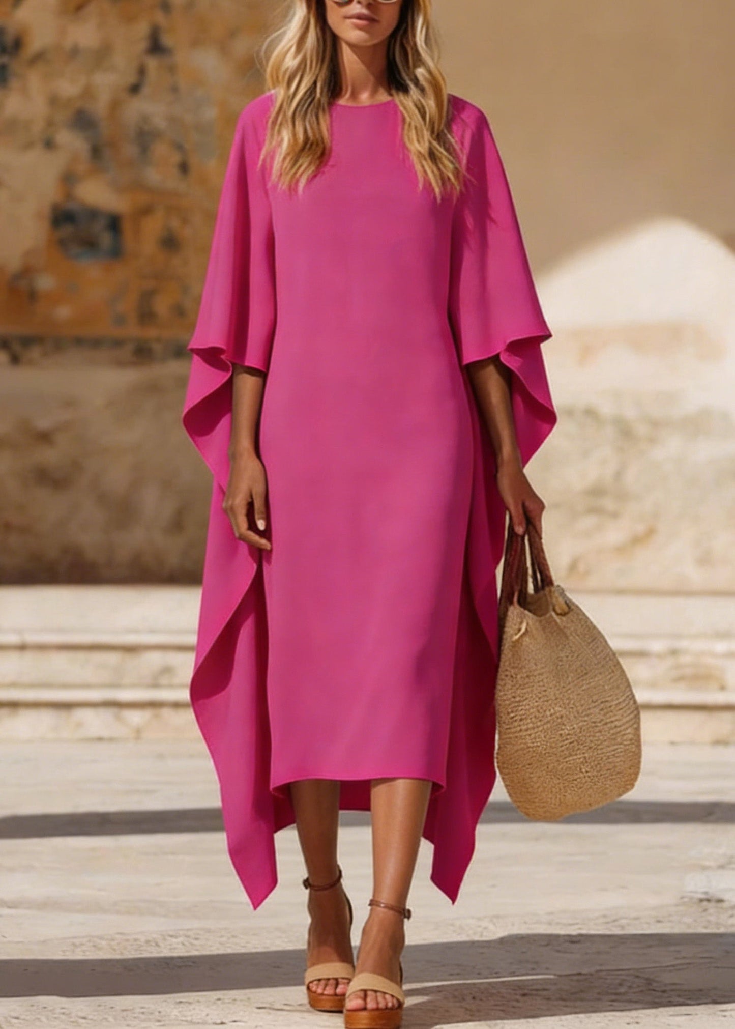 Rose Asymmetrical Design Holiday Maxi Dress Spring