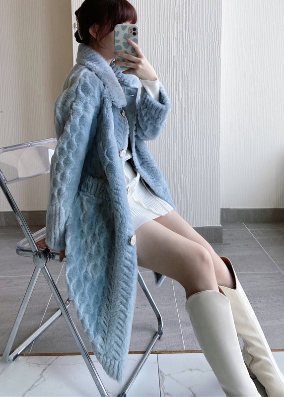 White Peter Pan Collar Pockets Woolen Coat Winter