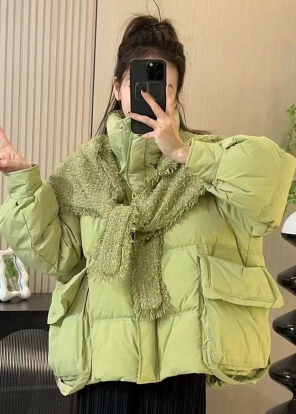 Fashionable Pink Knitted Shawl Two-piece Duck Down Jacket Winter