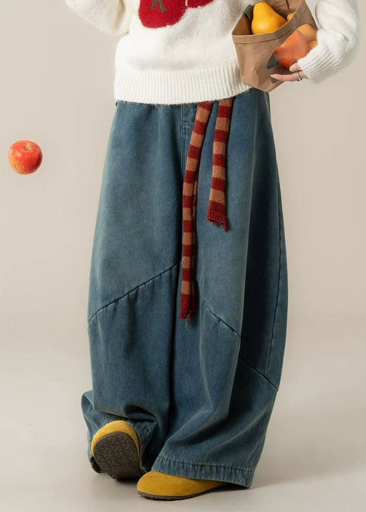 Navy Oversized Patchwork Denim Harem Pants Spring