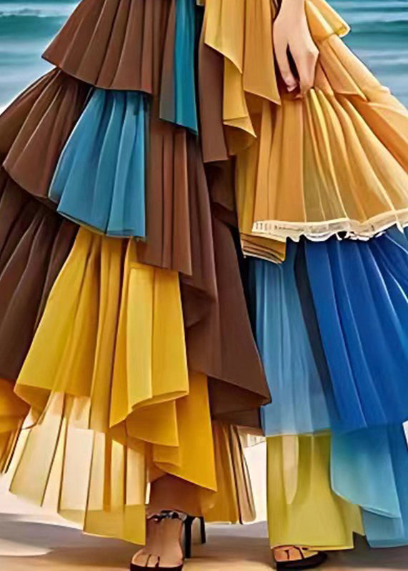 Multi Elastic Waist Chiffon Maxi Pants and Skirts