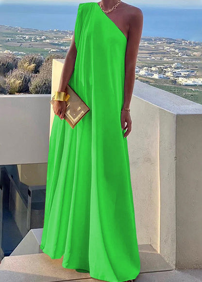 White One Shoulder Cotton Long Dress Summer