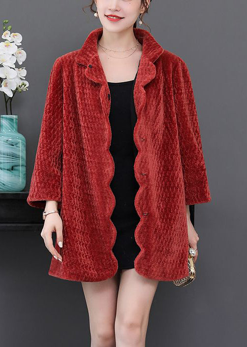 Watermelon Red Oversized Thick Cashmere Jackets Winter