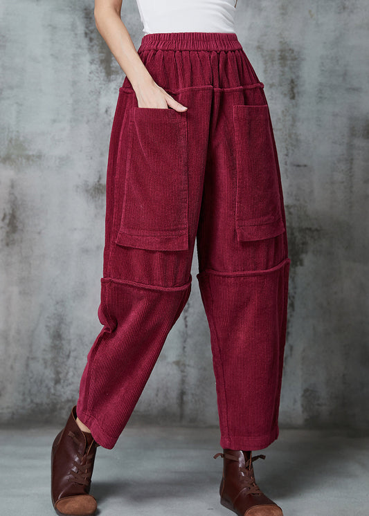 Modern Mulberry Oversized Pocketspatchwork Corduroy Pants Spring