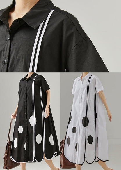 Black Oversized Print Cotton Holiday Dress Summer