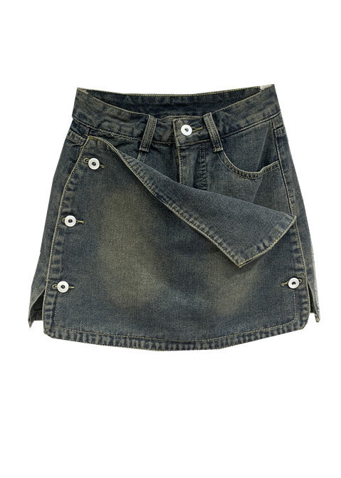 New Blue High Waist Denim Short Skirt Autumn