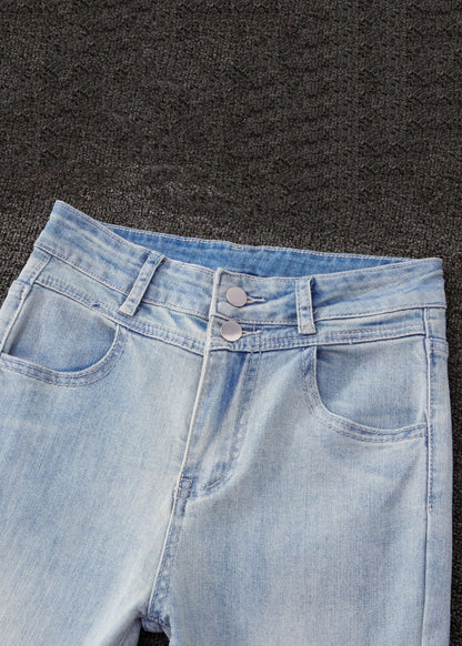 Slim Blue Tasseled High Waist Denim Flare Bottoms Summer