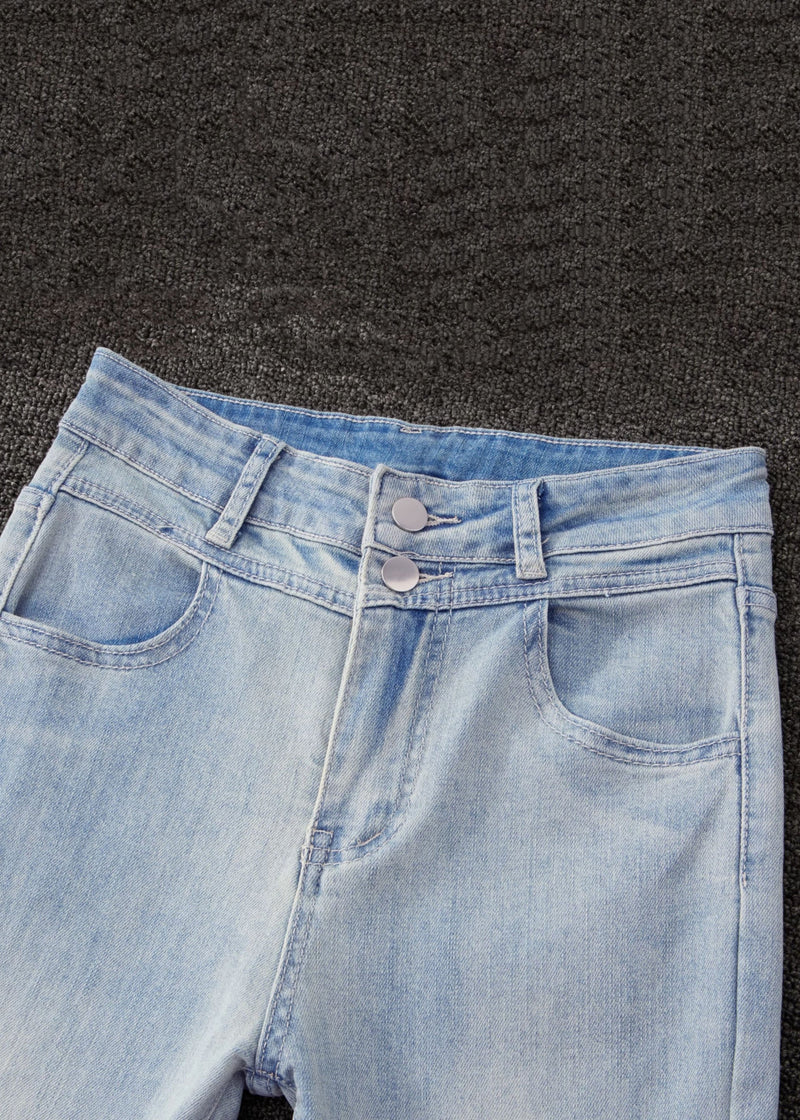 Slim Blue Tasseled High Waist Denim Flare Bottoms Summer