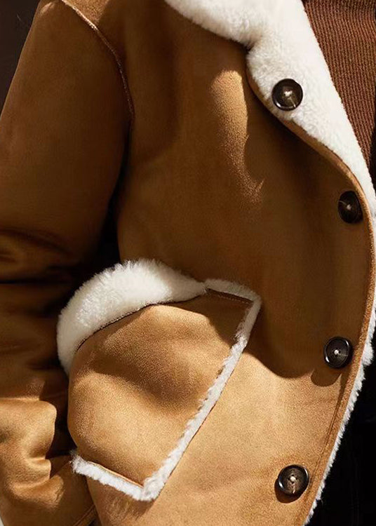 Boutique Beige Peter Pan Collar Button Wear on Both Sides Wool Coat Winter