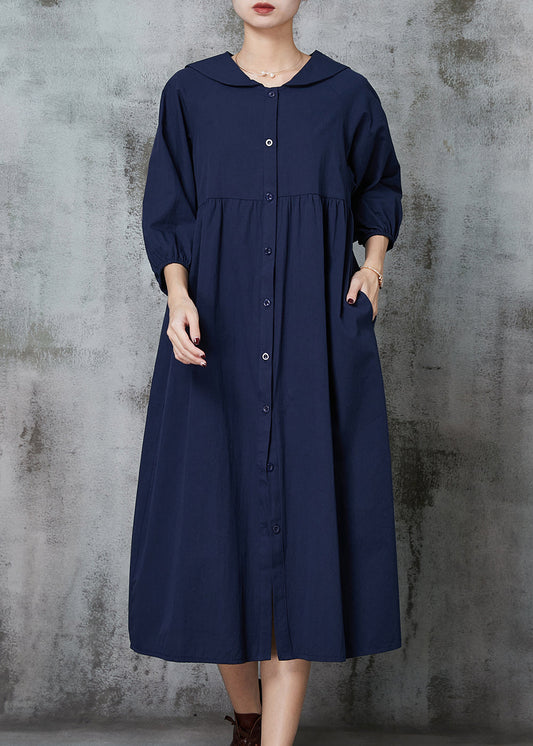 Navy Oversized Cotton Maxi Dresses Summer