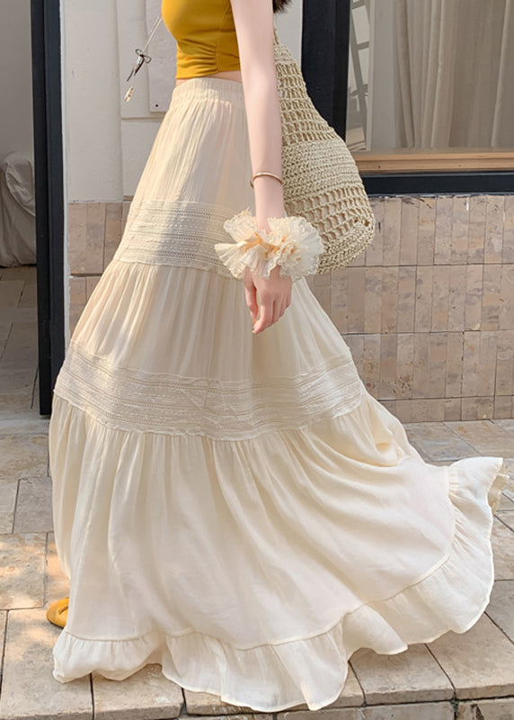 Apricot Elastic Waist a Line Skirts