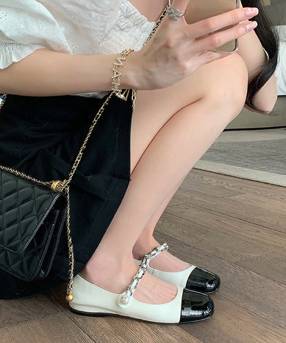 Splicing Flat Feet Shoes Silver Faux Leather Buckle Strap