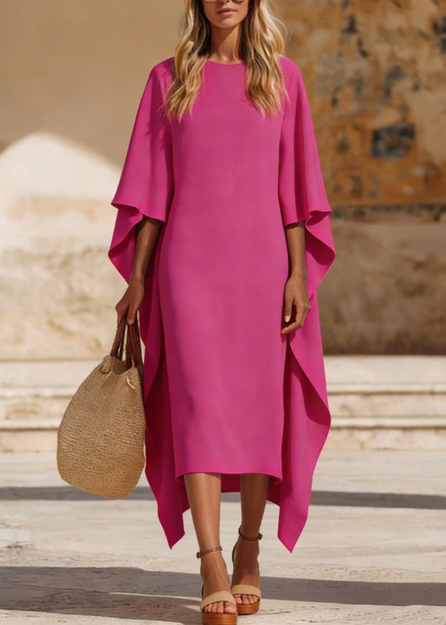 Rose Asymmetrical Design Holiday Maxi Dress Spring