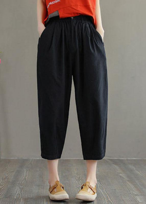 Green Cotton Loose Harem Summer Pants
