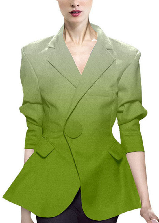 Organic Green Button Peter Pan Collar Western-style Clothes Coat Long Sleeve