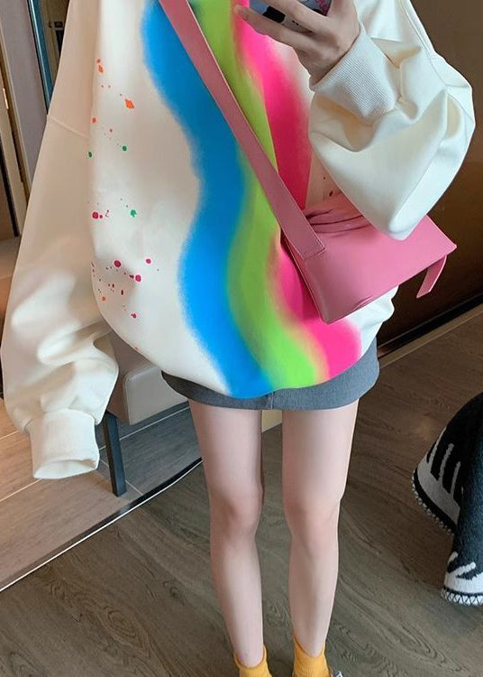 Apricot Hooded Tie Dye Cotton Sweatshirts Spring