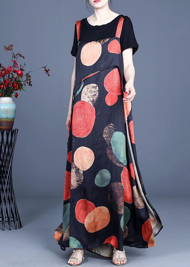 Simple Dot Summer a Line Spaghetti Strap Dress
