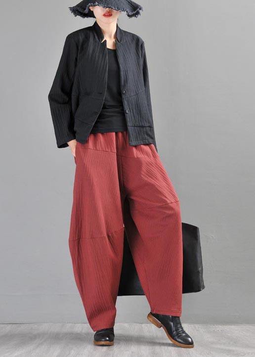 Red Cotton Linen Radish Trousers Pants Summer