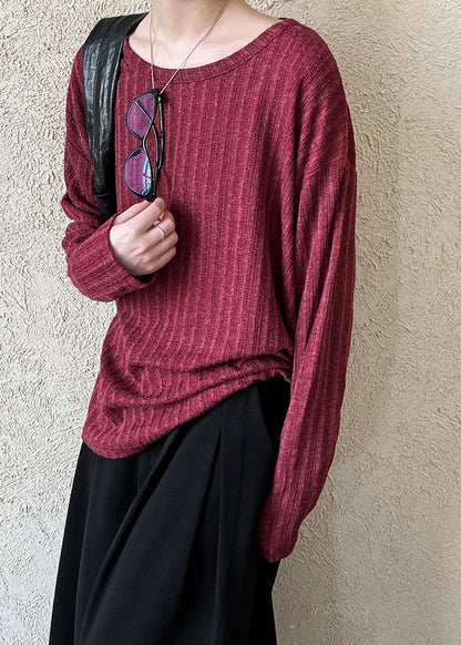 Handmade Red Patchwork T Shirt Fall