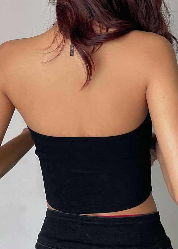 Black Strapless Cotton Tank Sleeveless