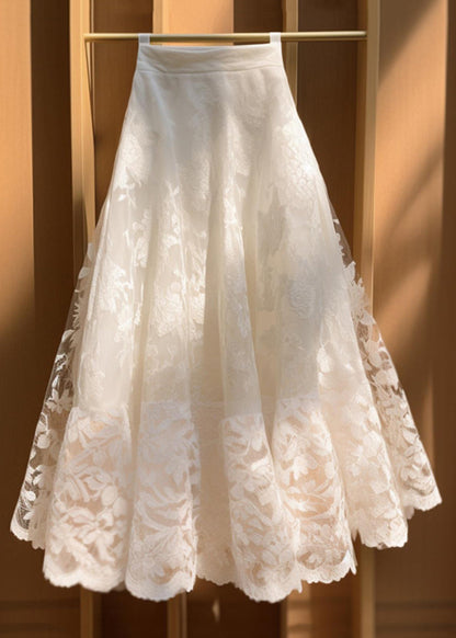 Beige High Waist Lace Skirts Summer