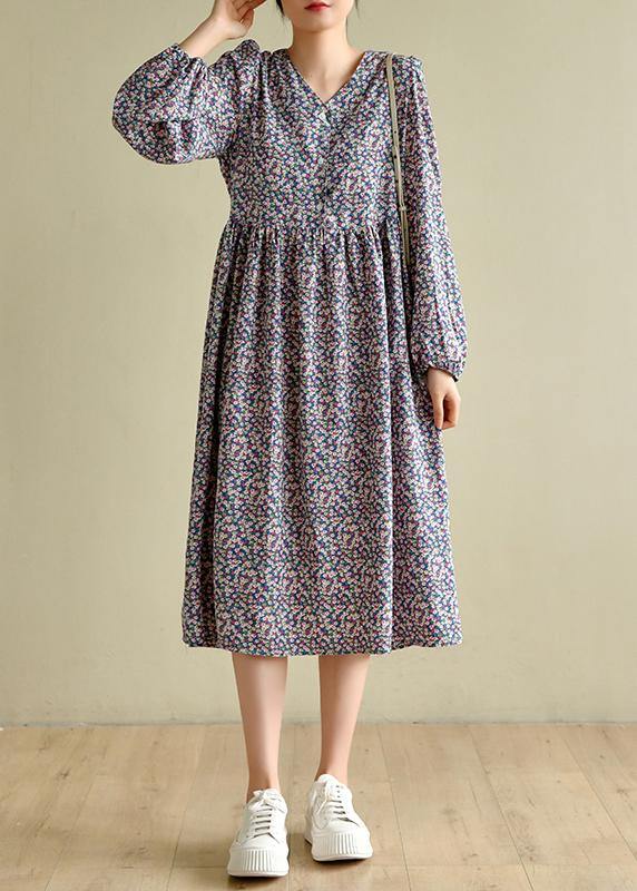 Fine Yellow Green Print Cinched V Neck Vacation Dresses Chiffon Dress