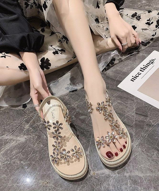 Zircon Splicing Platform Flat Sandals Black