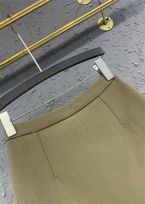 Versatile Coffee Animal Embroidered Cotton Skirts Autumn