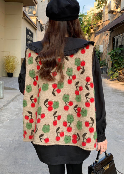 Pink O Neck Jacquard Patchwork Knit Vest Sleeveless
