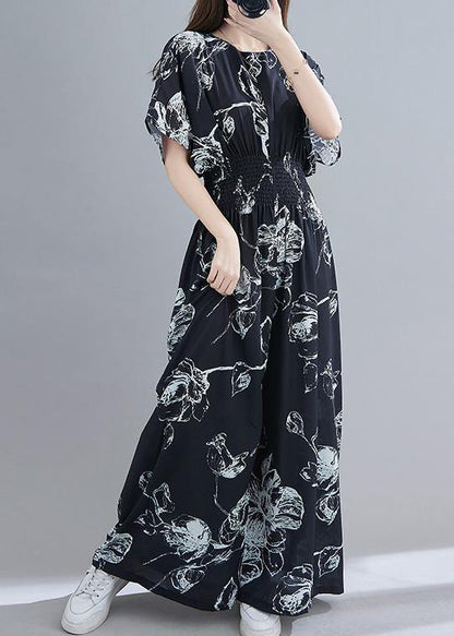 New Black Print Jumpsuit Loose Jumpsuit