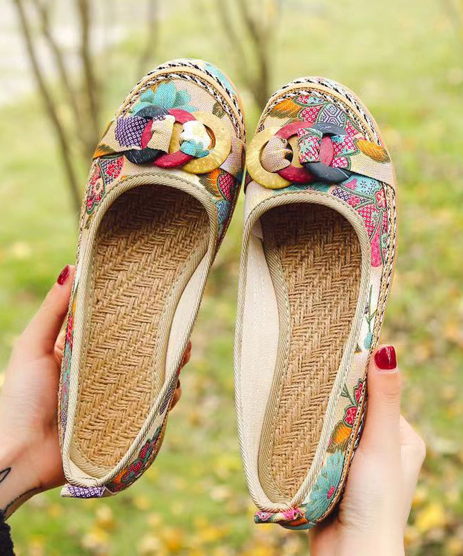 Black Cotton Fabric Print Splicing Wedge Heels