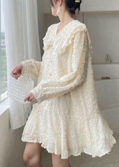 Apricot Button Patchwork Dress Spring