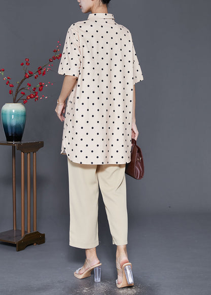 Khaki Oversized Dot Print Two Piece Set Clothing Fall