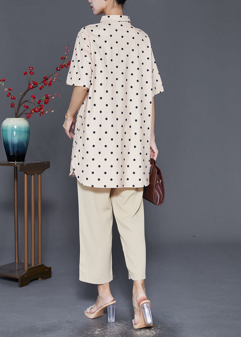 Khaki Oversized Dot Print Two Piece Set Clothing Fall