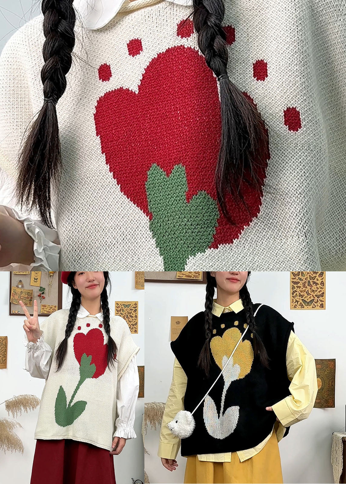 Diy Black O-neck Knit Waistcoat Fall