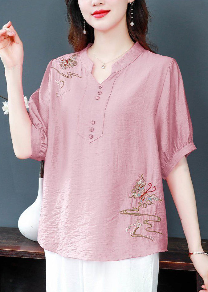 Yellow Embroidered Cotton Blouse Summer