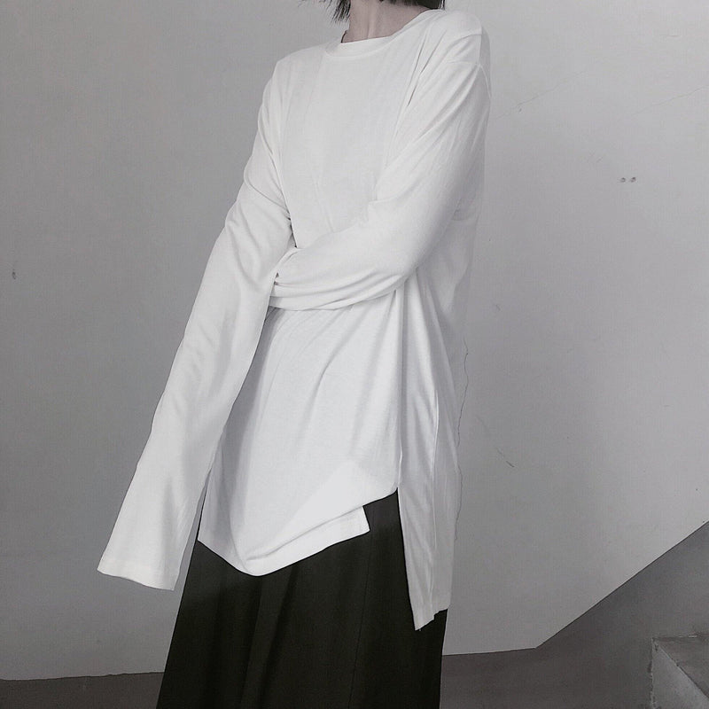 Handmade White Clothes for O Neck Side Open Baggy Shirt