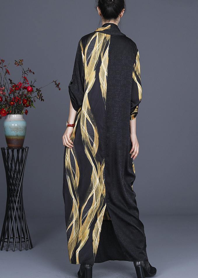 Luxy Black Cross Neck Draping Dress Gown Asymmetric Long Dress