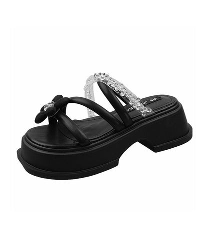 Purple Platform Faux Leather Comfortable Slide Sandals