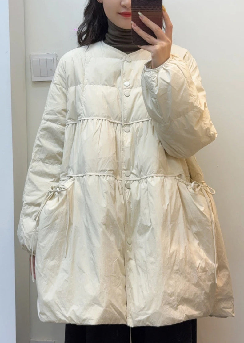Modern Black Oversized Duck Down a Line Coats Winter