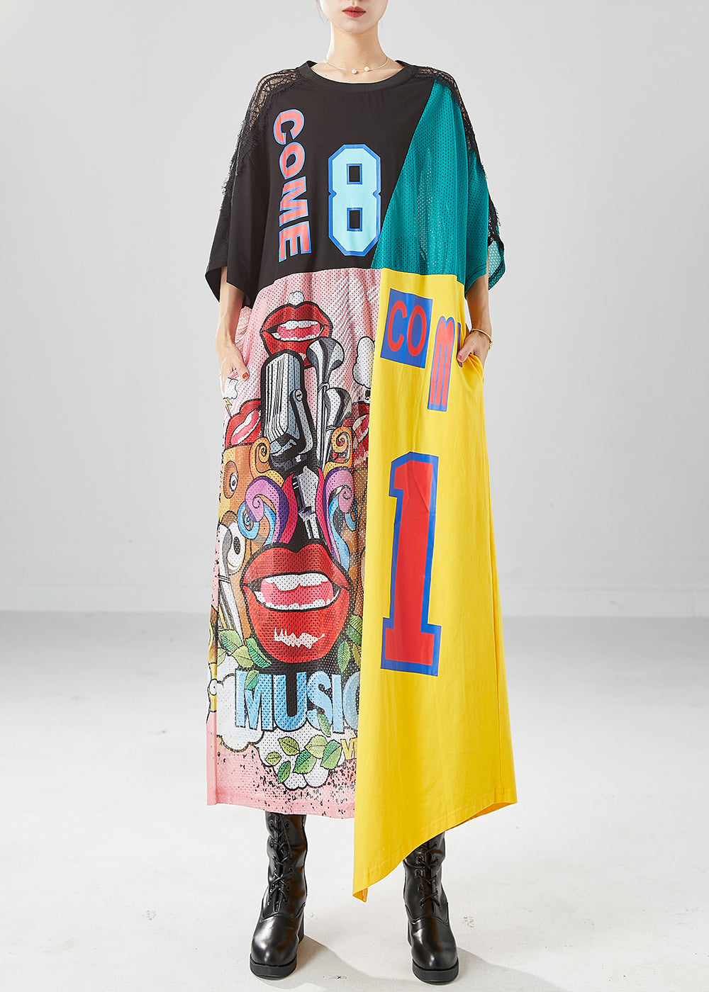 Diy Colorblock Oversized Patchwork Hollow Out Long Dresses Summer