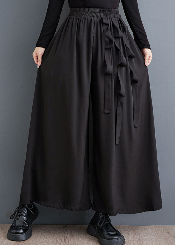 Black Pockets Elastic Waist Crop Pants Skirt