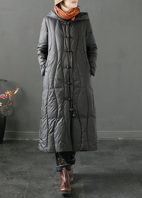 Green Hooded Tasseled Chinese Button Cotton Coats Winter